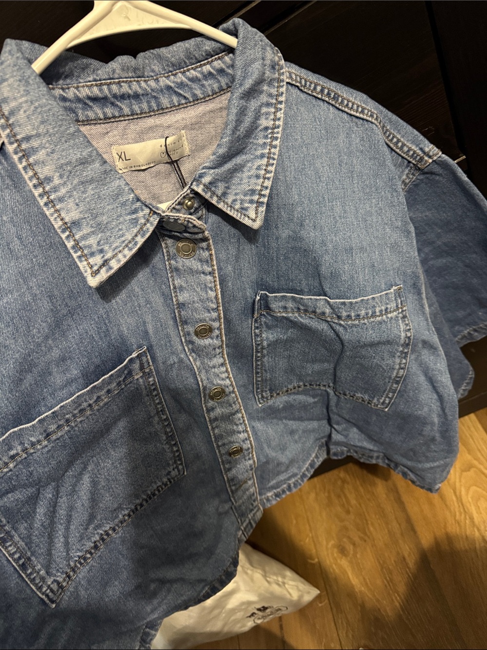 Primark Light Blue Cropped Denim Shirt - Picture 2 of 6